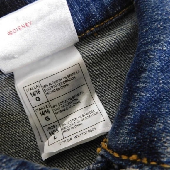 Vintage DISNEY STORE Jean Denim Tinkerbell Tink Jean Jacket Rhinestone Large - Picture 11 of 13